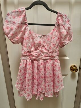 ALTAR’D STATE Pink Floral Ruched Bodice Mini Dress